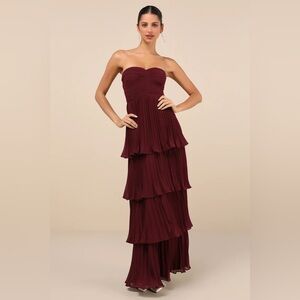 Seriously Sensational Plum Purple Strapless Tiered Maxi Dress